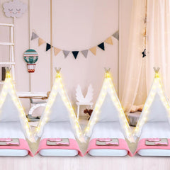 8-Pack Kids Teepee Tent Set for Sleepover Parties, White