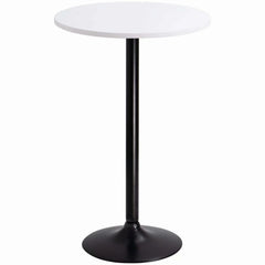 Round Bistro Pub Table, Bar Height Cocktail Table with Metal Base and MDF Top, 23.8 Inch
