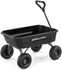 7-Cubic-Foot Poly Dump Garden Cart with No-Flat Tires, 1,200-Lb. Capacity, Black