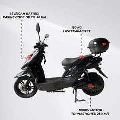 Swoop Elegante E-Scooter Elektroroller Schwarz 1000W