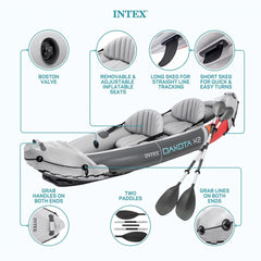 2025 Intex Dakota K2 Kayak inflable de vinilo para 2 personas, con remos y bomba – Caja abierta