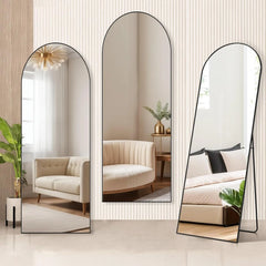 21x64 Full Length Arched Mirror, Large Tall Body Dressing Mirror with Aluminum Alloy Frame, Stand and Wall Mount Option