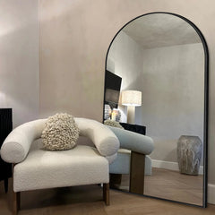 Modern Arched Full Length Floor Mirror, Aluminum Alloy Frame Standing Full Body Mirror