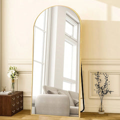 Modern Arched Full Length Floor Mirror, Aluminum Alloy Frame Standing Full Body Mirror
