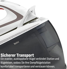Tefal Dampfbügelstation Pro Express Ultimate, 7,7 Bar, 155 g/Min. Kontinuierlicher Dampf, 500 g/Min. Extra-Dampfstoß, 2600 Watt, Kalk-Kollektor,