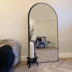 Modern Arched Full Length Floor Mirror, Aluminum Alloy Frame Standing Full Body Mirror