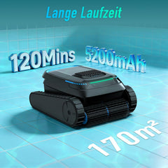 (2026 Neu) PC10 Poolroboter, Poolsauger Akku Kabelloser, Poolroboter Boden und Wand, Wasserlinie, 18927 LPH, Intelligenten Navigation, Wandklettern,