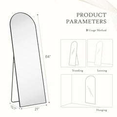 Full Length Mirror with Stand, Aluminum Alloy Frame Full Body Floor Mirror for Bedroom and Cloakroom