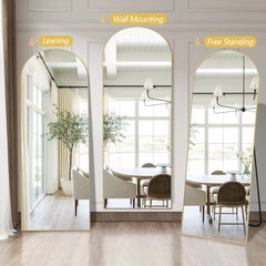 64x21 Full Length Floor Mirror, Large Full Body Aluminum Alloy Frame Standing Mirror with Stand and Wall Mount Option