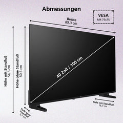 JVC Fernseher 40 Zoll Smart TV VIDAA Full HD HDR Fernseher mit 100 cm Bildschirmdiagonale und integriertem Triple-Tuner, LED TV LT-40VDF2555 (2026)
