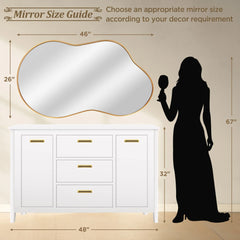 Asymmetrical Irregular Wall Mirror, Modern Decorative Accent Mirror for Living Room, Bedroom and Entryway