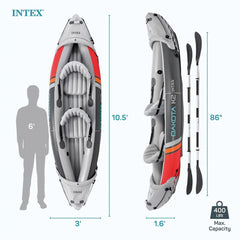 2025 Intex Dakota K2 Kayak inflable de vinilo para 2 personas, con remos y bomba – Caja abierta
