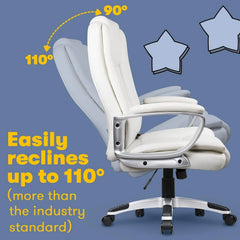 Big and Tall Executive Office Chair, High Back Ergonomic Leather Chair, 400 lb Capacity