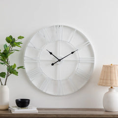 Modern Round Metal Wall Clock, Decorative Circular Hanging Clock for Living Room, Bedroom and Office