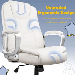 Big and Tall Executive Office Chair, High Back Ergonomic Leather Chair, 400 lb Capacity