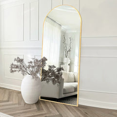 Modern Arched Full Length Floor Mirror, Aluminum Alloy Frame Standing Full Body Mirror