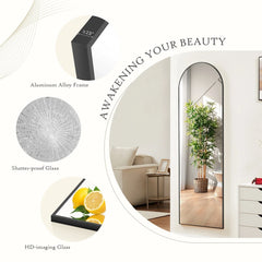Full Length Mirror with Stand, Aluminum Alloy Frame Full Body Floor Mirror for Bedroom and Cloakroom