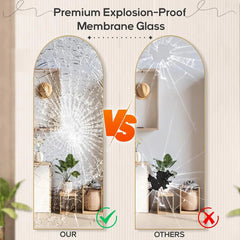 21x64 Arched Full-Length Mirror – Shatter-Proof Glass with Aluminum Alloy Stand