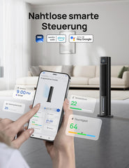 DREO Turmventilator mit Wasserkühlung, 110 cm Luftkühler mit Wasserkühlung Leise, 4-Geschwindigkeiten-4-Modi Verdunstungskühler, APP-Steuerung,
