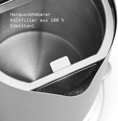 Aarke Wasserkocher aus Edelstahl mit mehreren Temperatureinstellungen, 360° drehbarem Sockel, leisem Kochvorgang und tropffreiem Ausgießer,