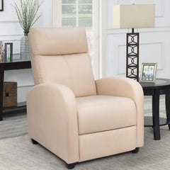 PU Leather Recliner Chair, Single Living Room Sofa Lounge Chair with Reclining Function