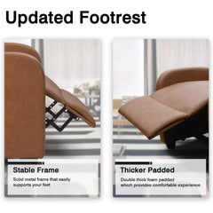 PU Leather Recliner Chair, Single Living Room Sofa Lounge Chair with Reclining Function