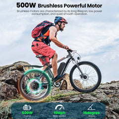 500W Electric Bike 26" Electric Bicycle for Adults with Cruise Control System Ebike