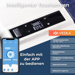 Kompressor Kühlbox elektrisch, Gefriertruhe mit APP-Steuerung, USB-Anschluss, 12/24V, 230V, Räder, transportabler Kühlschrank, Kühltruhe, Gefrierbox