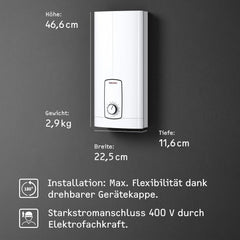 STIEBEL ELTRON Neueste Generation Elektronischer Durchlauferhitzer DHB 27 ST Trend, besonders energiesparend dank 3i-Technologie, gradgenaue