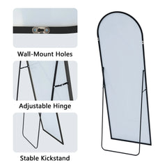 64x21 Full Length Floor Mirror, Large Full Body Aluminum Alloy Frame Standing Mirror with Stand and Wall Mount Option