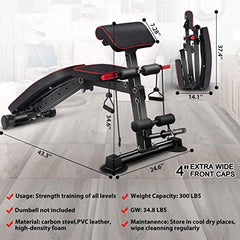 Adjustable Weight Bench - Utility Weight Benches for Full Body Workout, Foldable Flat