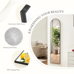 Full Length Mirror with Stand, Aluminum Alloy Frame Full Body Floor Mirror for Bedroom and Cloakroom
