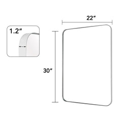 Wall Mirror Vanity Mirror, Bathroom Mirror with Rounded Corners, 1 Piece