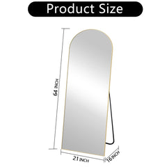 64x21 Full Length Floor Mirror, Large Full Body Aluminum Alloy Frame Standing Mirror with Stand and Wall Mount Option