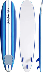 8ft Soft Top Foam Surfboard – EPS Core with 3 Stringers, Wax-Free Longboard, 200lb Capacity