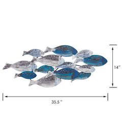 Modern Coastal Metal Wall Art, Decorative Fish Wall Sculpture for Living Room, Bedroom and Home Decoration