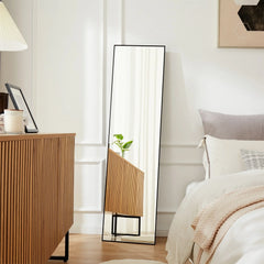 Full Length Mirror with Stand, Aluminum Alloy Frame Full Body Floor Mirror for Bedroom and Cloakroom