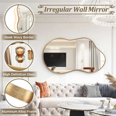 Asymmetrical Irregular Wall Mirror, Modern Decorative Accent Mirror for Living Room, Bedroom and Entryway