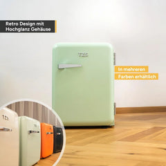 TZS First Austria - Retro Mini Kühlschrank 40L - Lautlos - Vintage Minibar für Schlafzimmer & Büro - mint