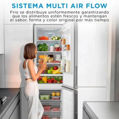 Midea Frigorífico Combi No Frost | 60 cm ancho x 188 alto cm | Inox | Nevera libre instalación 224 L + 86 L Congelador - Refrigerador de bajo consumo