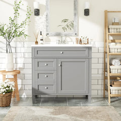 36" Bathroom Vanity with Single Sink Combo, Modern Undermount Bathroom Sink Cabinet with 2 Drawers and a Tip-Out Drawer, Freestanding Bathroom Vanities, Soft Closing, Solid Wood Frame