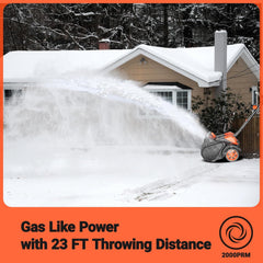 Cordless Snow Shovel with Wheels, 48V | 16-Inch | 4-Ah Brushless Cordless Snow Blower, Battery Snow Blower with Directional Plate & LED Lights (2 * 24V Battery & Dual Quick Charger Included)