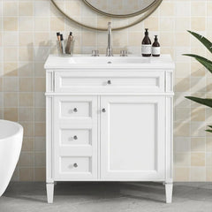 36" Bathroom Vanity with Single Sink Combo, Modern Undermount Bathroom Sink Cabinet with 2 Drawers and a Tip-Out Drawer, Freestanding Bathroom Vanities, Soft Closing, Solid Wood Frame