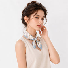 BOFAN 100% Mulberry Silk Floral Square Scarf for Women, 53 × 53 cm