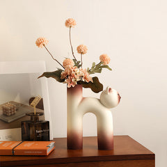 Creative Ceramic Cat Decorative Vase for Living Room Tabletop Decor