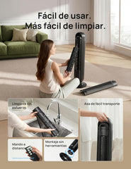 Dreo 20dB Ventilador de Pie Silencioso, Ventiladores de Torre con Velocidad de 7,6 m/s, 4 Velocidades, Rotación de 90°, Temporizador de 8 Horas,