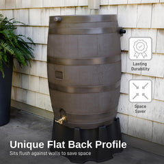 50 Gallon Rain Barrel with Brass Spigot, Large Outdoor Rainwater Collection and Storage Container for Garden