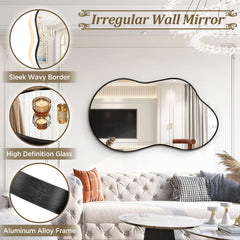 Asymmetrical Irregular Wall Mirror, Modern Decorative Accent Mirror for Living Room, Bedroom and Entryway