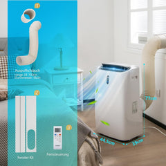 GOPLUS 14000 BTU Klimaanlage mit Abluftschlauch, 5 in 1 mobiles Klimagerät: Kühlen, Heizen, Entfeuchten, Belüften, Schlafmodus | für Raumgröße bis