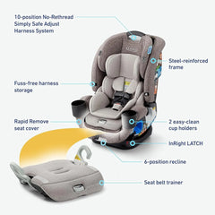 4Ever DLX 4-in-1 Car Seat, Charlie | Infant to Toddler Car Seat, with 10 Years of Use | Rear-Facing, Forward-Facing and Booster Modes | Safe, Comfortable and Convenient